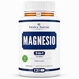 Magnesio Complex 400mg - 3 en 1 - Bisglicinato + Citrato + Óxido Marino, Magnesio 3 Puro, 120 Cápsulas Vegan - Uso Diario - Venice Nature