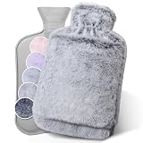 HAOCEE Bolsa De Agua Caliente Con Funda, Bolsillo Tipo Canguro, Gris | Calor Uniforme, Adecuada Para Cuello, Hombros, Espalda, Abdomen, Regalo Para Familiares, Amigos, Pareja