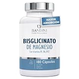 Bandini® Bisglicinato de Magnesio + Vitamina B1,B6 y B12, 180 cápsulas | - 350 mg de Glicinato de Magnesio por porción | Para estrés, fatiga y sistema nervioso, Bisglicinato magnésico 100% Vegano