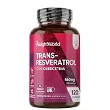 Trans Resveratrol con Quercetina 550mg - 4 Meses de Suministro | 120 Cápsulas de un 98% de Knotweed Japonés y Sophora Japonica, Apto para Veganos