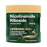 Nicotinamida ribósido 900 mg, resveratrol liposomal, suplemento de NAD de alta pureza para antienvejecimiento, energía y concentración - 80 cápsulas