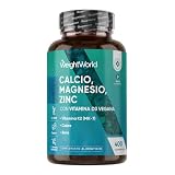 Calcio, Magnesio y Zinc con Vitamina D3, K2 y Más - 400 Comprimidos Veganos | (+1 Año) - Complejo de Vitaminas y Minerales, Sin OGM ni Estearato de Magnesio