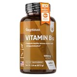 Vitamina B12 Vegana 1000 mcg 450 Comprimidos, Para +1 Año de Suministro | Metilcobalamina B12, Contribuye al Funcionamiento Normal del Sistema Inmune, a Reducir el Cansancio y Fatiga