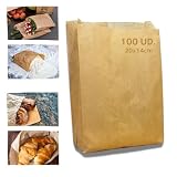 GRUPO DARIK Pack 100ud. Bolsas de Papel Kraft Marrón para Alimentos, 20x14 cm. Ideales para Panadería, Manualidades, Dulces, Bocadillos y Regalos.