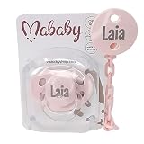 Mababyshop Chupete Personalizado con Nombre y Pinza Silicona (Rosa)