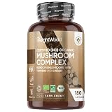Hongos Complex Bio, 180 Cápsulas de 8 Setas y Hongos para 3 Meses | como Melena de León, Reishi, Shiitake, Maitake, Chaga y Cordyceps - Mushroom Complex Bio Enriquecido con Jengibre y Cúrcuma