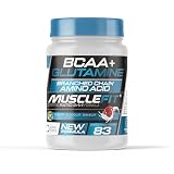 Musclefit BCAA + Glutamina Polvo Ratio 2:1:1-500g (83 Dosis), Sabor Piruleta - Aminoácidos Ramificados con L-Glutamina Kyowa - Recuperación Muscular y Rendimiento - Incluye dosifcador