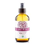 Alteya - Botella de agua de rosa orgánica (240 ml), 100% certificado por la USDA, orgánico, auténtico, natural, rosa, damascena, agua de flores