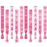 Set de 30 Pulseras de Concientización sobre el Cáncer de Mama con Lazo Rosa, Pulseras de Concientización sobre la Salud de Poliéster con Patrón de Lazo Ajustable para Mujeres