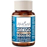Ginkgo Biloba Estado Puro 6500mg | Extracto Estandarizado y Máxima Concentración | 24% de Flavonoides y 6% de Terpenos | Memoria y Concentración + Circulación | 80 Cápsulas de Tongil (Lote de 1)