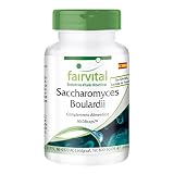 fairvital Saccharomyces boulardii, 90 cápsulas, fáciles de tragar, ALTA DOSIS con 320mg por cápsula, VEGANO, cultivo de levadura beneficiosa estandarizado