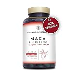 Maca Andina + Gingseng + L Arginina. Triple Energía. Zinc, Vitamina C y B. Rendimiento deportivo. Reduce Cansancio y Fatiga. Antioxidante. 120 cápsulas, 60 días. CE. Vegano. N2 Natural Nutrition