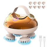 arboleaf Masajeador Cabeza Electrico Masajeador de Cuero Cabelludo y Cuerpo Portátil Recargable Impermeable IPX7 con 8 Cabezales de Masaje de Silicona, 3 Modos, Regalo Originale para Hombre y Mujere