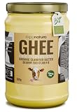 Exponatura Ghee orgánico – Mantequilla clarificada según la antigua receta ayurvédica – solo de la leche de vacas de pasto – sin lactosa, extremadamente digerible (500 g)