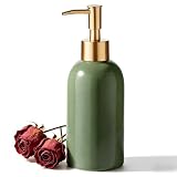 Hejo Dispensador de Jabón, dispensador jabon baño de Cerámica, 350ml, Verde