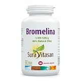 SURA VITASAN Bromelina 500 mg 90 Cápsulas | Enzima Proteolítica de Alta Potencia 2.400 GDU/g, 100% Natural de Piña, Apoyo a Digestión de Proteínas y Confort Tisular