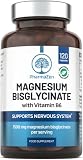 Bisglicinato de Magnesio con Vitamina B6 – 1500 mg de Magnesio por Cápsula | Sueño y energía - 120 cápsulas veganas - Glicinato de magnesio quelado - Alta Absorción - PharmaZen