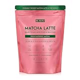 BeKeto Keto Matcha Latte 250 g, frambuesa fresca, aceite MCT C8, colágeno y ghee, solo 0.08 onzas de carbohidratos por porción, apto para dieta cetogénica, bajo en carbohidratos, alto en grasas