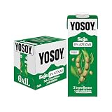 YOSOY Bebida Vegetal de Soja 0% Azúcar - sin gluten, pack de 6 x 1L