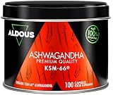 Ashwagandha KSM-66 ® Ecológica - Máxima dosis 600mg - Bienestar - Vegano | 100 días - 100% Pura - Mejora el Estado de Ánimo y Relajante - Sin Aditivos ni Plástico - Certificación Ecológica - ALDOUS