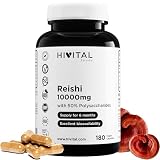 Reishi puro 10000 mg. 180 cápsulas veganas para 6 meses de tratamiento. | Con 50% Polisacáridos, 10% Betaglucanos y 2% Triterpenos. Extracto 20:1 de Reishi japonés (Ganoderma Lucidum). De HIVITAL