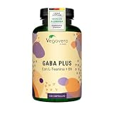 Vegavero GABA Plus | 1000 mg GABA + 90 mg L-Teanina + Vitamina B6 | Apoyo Antiestrés, Relajación y Sistema Nervioso | Testado en Laboratorio | 120 Cápsulas | Vegano y Sin Aditivos