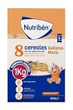Nutribén Papilla 8 Cereales Miel y Galletas María, Cereales Bebé +6m, 1000g | Sabor delicioso a miel y galleta maría; con 11 vitaminas y 2 minerales