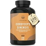 TRUE NATURE Cordyceps Sinensis - Alta Dosis - 19500mg/Día - 270 Cápsulas | Extracto CS-4 10:1 - 40% de polisacáridos bioactivos - 207 g - vegano, testado en laboratorio & producción alemana