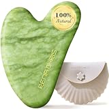 Rena Chris Gua Sha, 100% Natural Jade Gua Sha con Funda Silicona para SPA Terapia Acupuntura Tratamiento Puntos Gatillo,Masajeador Facial,Adecuado para Mujeres y Hombres Cuidado Piel (Verde)