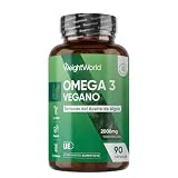 Omega 3 Vegano 2000mg de Aceite de Algas 90 Cápsulas - 600mg DHA, 300mg EPA | Perlas de Ácido Graso Omega 3 para +1 Mes de Suministro, Sin OGM