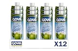 Goya Agua de Coco 12x330 ml, 100% Agua de Coco Natural Sin Azúcar, Hidratante y Reconstituyente con Electrolitos y Minerales