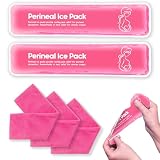 Paquetes de hielo perineal reutilizables para posparto, compresas frías perineales, dolor de hemorroides posparto, cuidado de recuperación de parto, 2 almohadillas de gel + 3 mangas