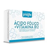 Acido Folico 400µg Con Vitamina B12 PiùLife, 160 Comprimidos, 1 Al Día | Más De 5 Meses De Suministro, Vitaminas Para El Cansancio Y Fatiga, Energia, Sin Gluten Y Sin Lactosa