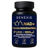 NAD Resveratrol Puro 1000 mg, 60 Cápsulas Veganas, NAD+ y Trans-Resveratrol | 500mg NAD, 500mg Transresveratrol, Energía Celular, Antioxidante, Sin Gluten y OGM, Apoyo Mitocondrial, Cognición, Antiedad