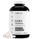 GABA 1300 mg con Vitamina B6. 240 cápsulas veganas para 4 meses | Ácido Gamma Aminobutírico con 3,5 miligramos de Vitamina B6. Fabricado en España por HIVITAL