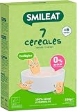 Smileat Papilla de 7 Cereales para Peques 6+ Meses, 200 g | Con trigo, espelta, avena, centeno, maíz, quinoa y arroz; textura homogénea y fácil de preparar