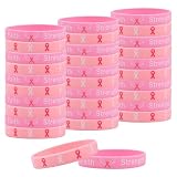 WANDIC PC 30 Pulseras de Cinta Rosa de Silicona para Concientización sobre el Cáncer de Mama