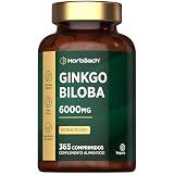 Ginkgo Biloba 6000 mg - 1 Año de Suministro - 365 Comprimidos (no cápsulas)