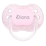 Mi Pipo - Chupete Personalizado Classic | Chupete Bebe, 3 Tipos de Tetina para Elegir, +0 Meses | Personalizado con Nombre, Suave, Cómodo | Seguro, Libre BPA, Fácil de Limpiar | Color Purpurina Rosa