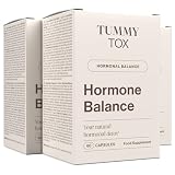 TummyTox Hormone Balance, Estrogenos Femeninos, 180 Cápsulas para 3 Meses | Yodo, vitamina B6, chlorella, romero, pimienta negra y melisa. Sueño, cansancio, irritabilidad. Vegano, sin gluten