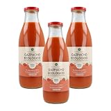 PLANETA HUERTO | Pack 3x Gazpacho Tradicional Ecológico 1L – Gazpacho andaluz con AOVE, bajo en calorías y rico en antioxidantes, ideal como bebida refrescante, entrante saludable o tentempié vegano