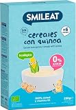 Smileat Papilla de Cereales con Quinoa para Peques 6+ Meses, 200 g | Con sémola de maíz, trigo, quinoa y arroz; textura homogénea para preparar con agua o leche