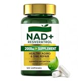 Suplemento NAD+ Resveratrol 2000mg, NAD Plus con TMG y Vitamina B3 para Energía Celular, Antienvejecimiento y Vitalidad, Apoyo Metabólico y Reducción de Fatiga, Absorción Superior, 120 Cápsulas