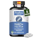 NAD+ 100% Puro, 300 mg de Nicotinamida Ribósido (NR) por Cápsula - Suministro para 4 MESES - Anti-Edad y Fatiga, NAD Booster - Sin Agentes Separadores, Sin Gluten, Vegano - 120 Cápsulas