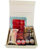 DON GOURMET, Desayuno a domicilio sorpresa, Caja sorpresa, Jamón ibérico, Queso curado, Pack de pates, Crema de cacao, Pan Rústico para Tostadas, Cesta Regalo. Regalo Día del Padre.