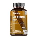 Vitamina B12 500 mcg - 365 Comprimidos de Metilcobalamina B12 Vegana