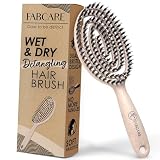 FABCARE Cepillo Cerdas Jabalí, Desenredante Sin Tirones, Peine Antitirones, Pelo Liso y Rizado, Alisador Antirotura Profesional, Ideal para Cuidado Capilar y Estilo Natural (Beige)