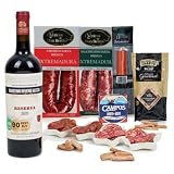 Lote 230: Cesta de Navidad gourmet con Salchichón, Chorizo y Sobrasada Ibéricos, Vino Tinto Reserva D.O. Utiel-Requena y Bonito del Norte - Ibéricos a domicilio gourmet