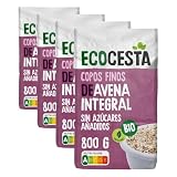 Ecocesta - Copos Suaves de Avena Integral Ecológica - 800 g - Sin Azúcar Añadido - Aptos para Veganos - Alto Contenido en Fibra y Proteínas - Aporta una Dosis Extra de Energía - Cereales de Desayuno