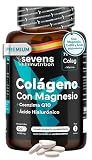 Colágeno Hidrolizado Puro con Magnesio Ácido Hialurónico y Coenzima Q10 | Colageno Marino para Huesos, Articulaciones y Piel - Con Vitaminas A, C, D3, B12 y Zinc - 120 Cápsulas - Sevens